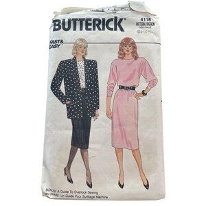 80s Butterick 4116 Misses Jacket Skirt & Top Sewing Pattern Size 14-16-18 CUT